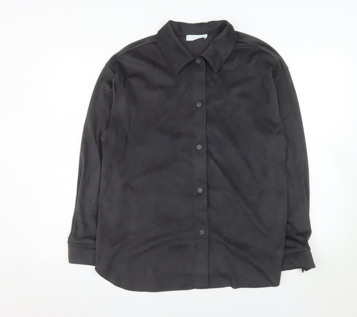 Primark Women’s Black Suede Feel Button-Up Shirt Size S 10-12