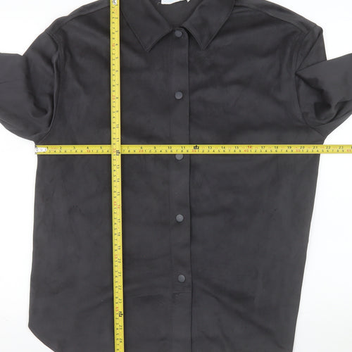 Primark Women’s Black Suede Feel Button-Up Shirt Size S 10-12