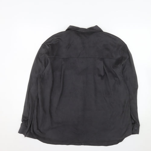 Primark Women’s Black Suede Feel Button-Up Shirt Size S 10-12