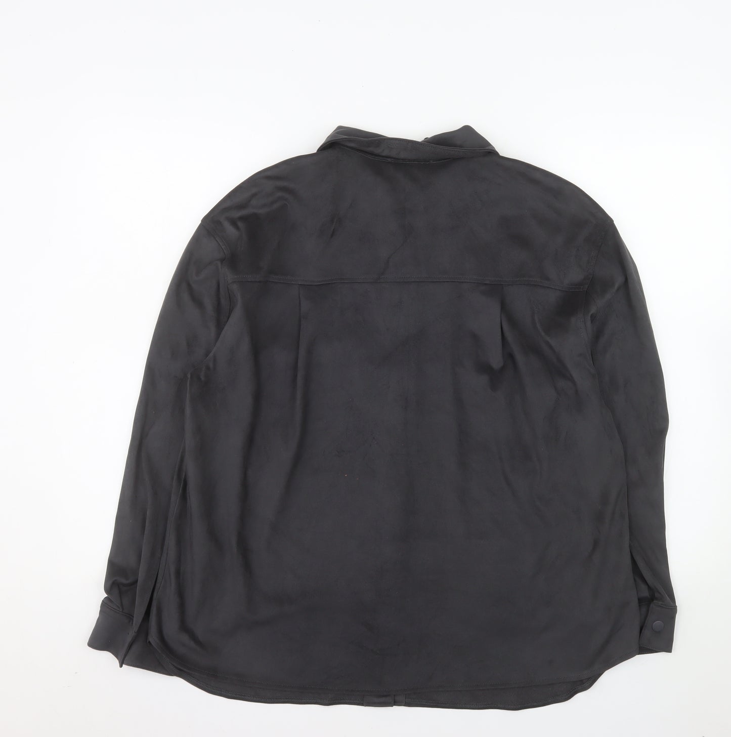 Primark Women’s Black Suede Feel Button-Up Shirt Size S 10-12