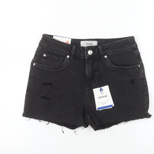 New Look Kind Girls Black Denim Cut-Off Shorts Age 12 Distressed Style