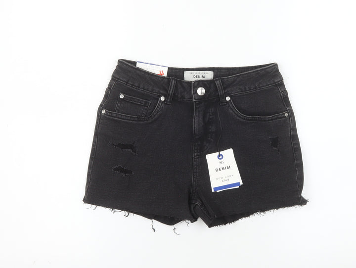 New Look Kind Girls Black Denim Cut-Off Shorts Age 12 Distressed Style