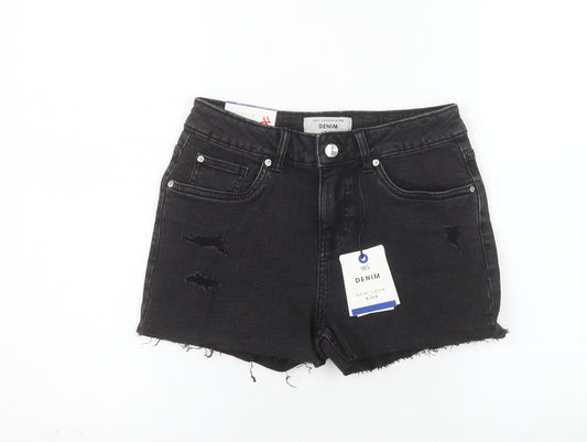 New Look Kind Girls Black Denim Cut-Off Shorts Age 12 Distressed Style