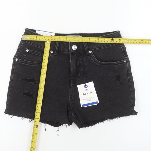 New Look Kind Girls Black Denim Cut-Off Shorts Age 12 Distressed Style