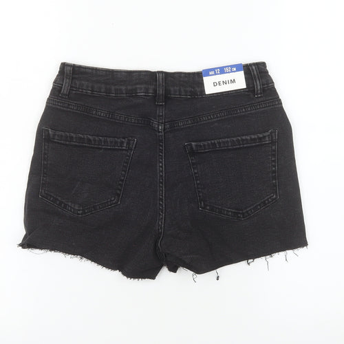 New Look Kind Girls Black Denim Cut-Off Shorts Age 12 Distressed Style