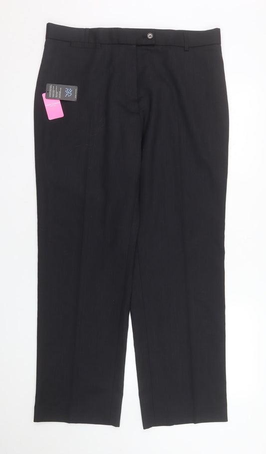 Brook Taverner Womens Black Size 16 Regular Dress Pants Wool Blend Trousers