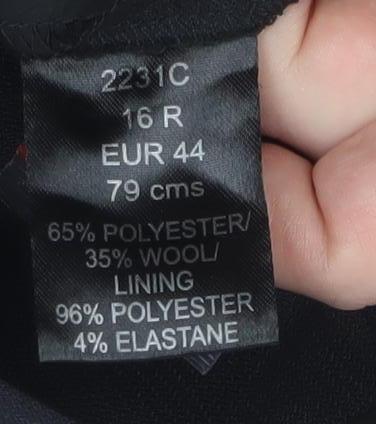 Brook Taverner Womens Black Size 16 Regular Dress Pants Wool Blend Trousers