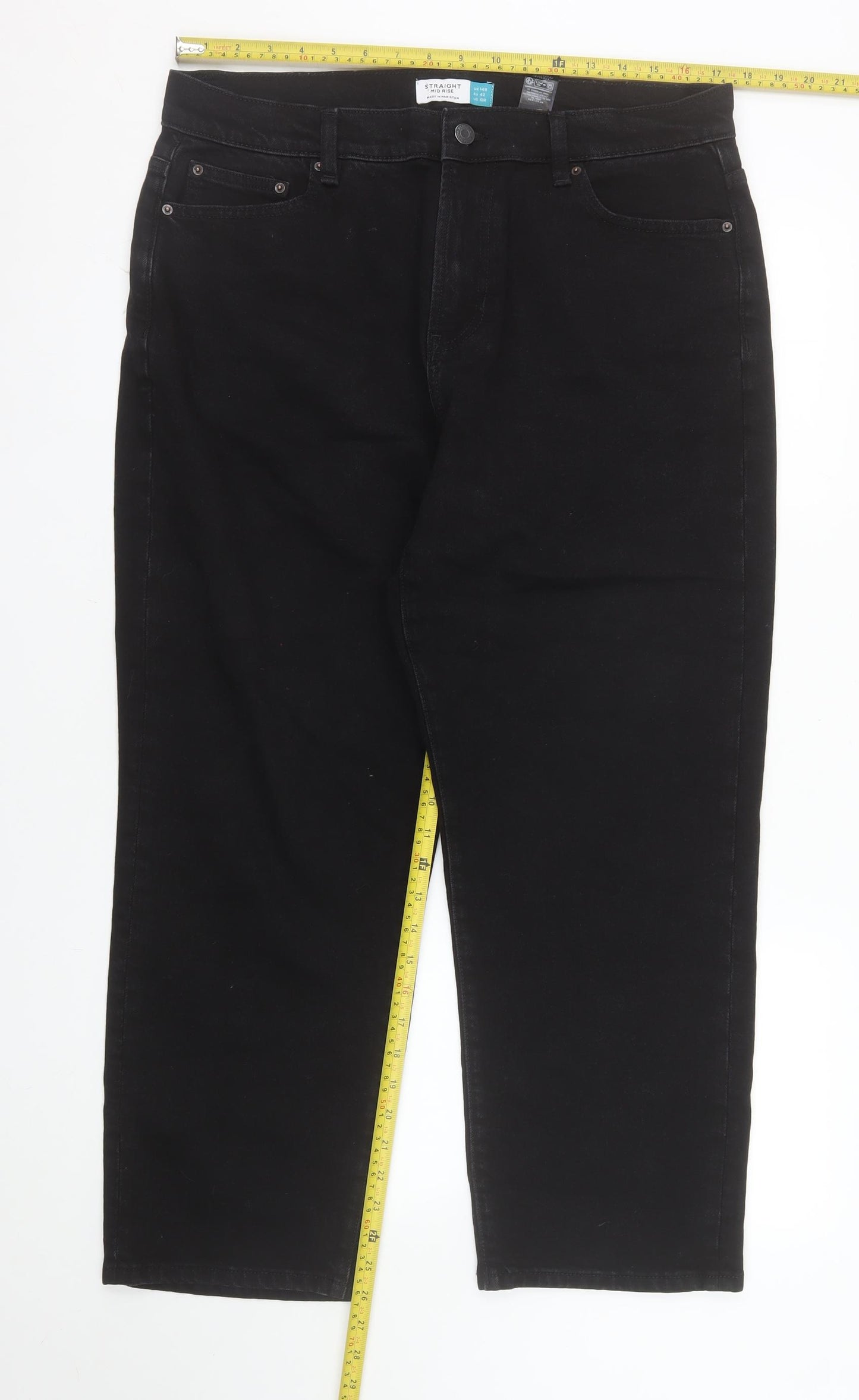 Next Women’s Black Straight Jeans Size 14 Regular Fit Denim