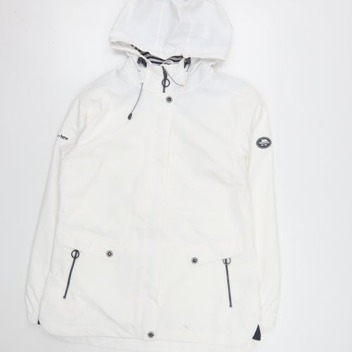 Trespass Womens White Waterproof Hooded Rain Jacket UK14 L