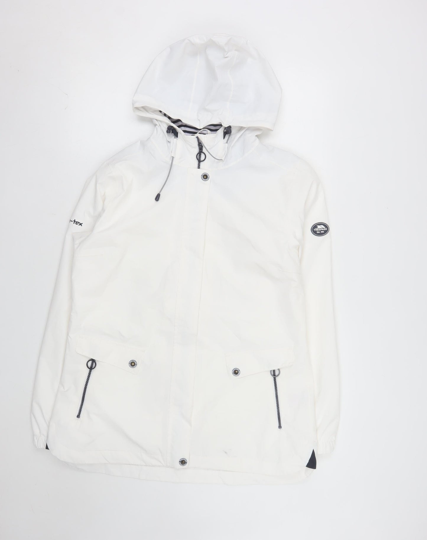 Trespass Womens White Waterproof Hooded Rain Jacket UK14 L