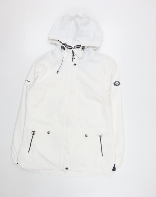 Trespass Womens White Waterproof Hooded Rain Jacket UK14 L