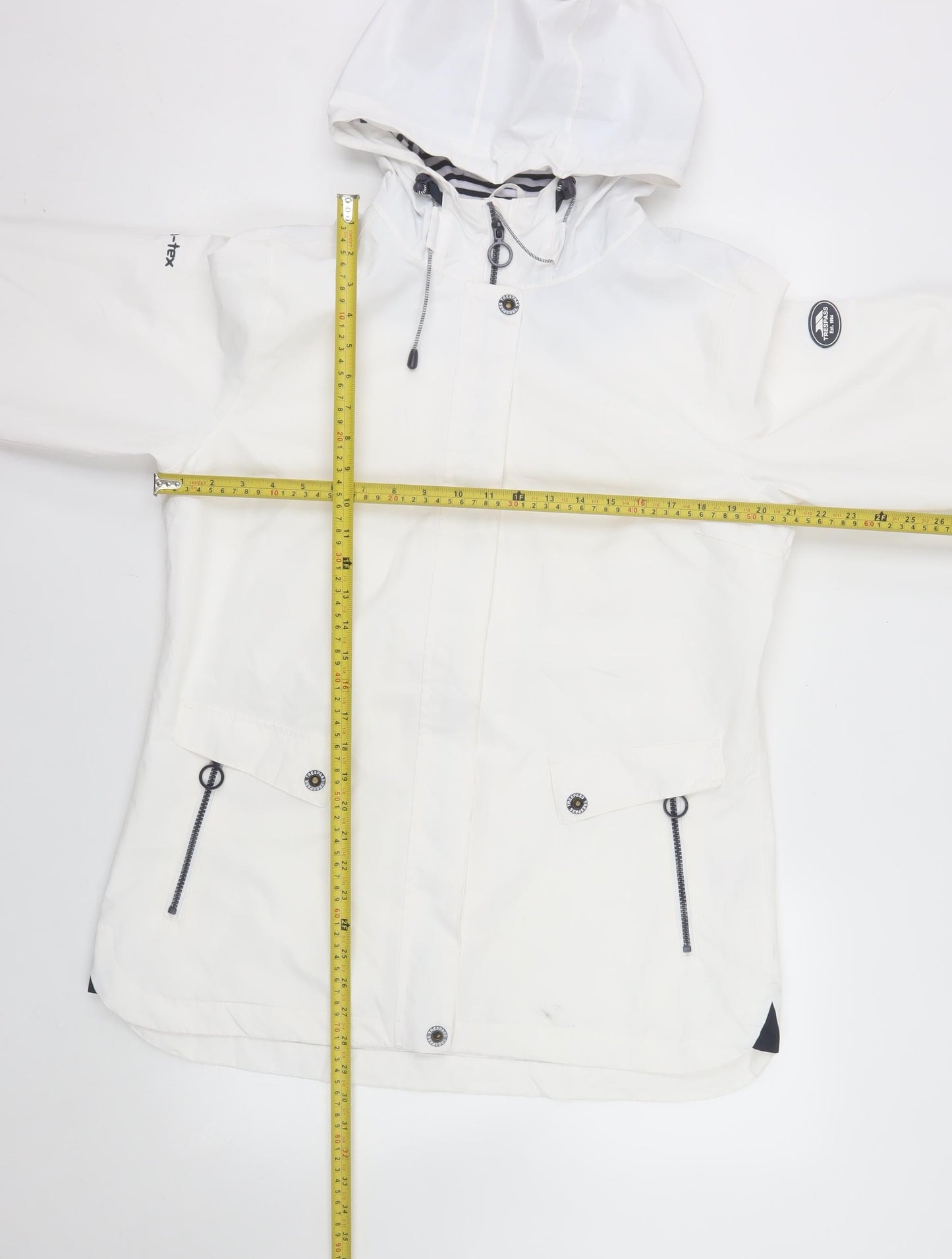 Trespass Womens White Waterproof Hooded Rain Jacket UK14 L