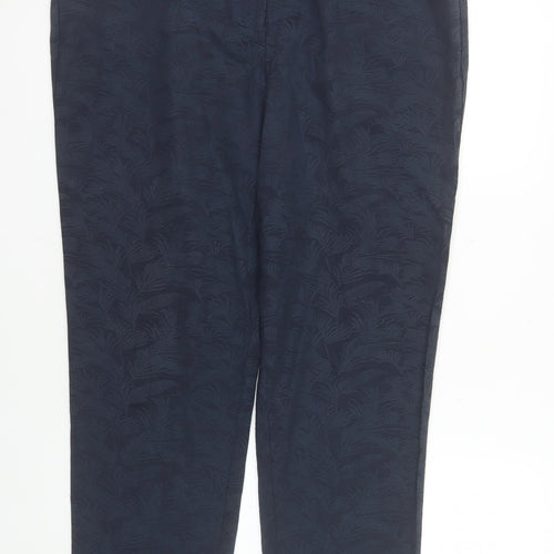 Bonmarché Women's Blue Jacquard Straight Leg Trousers Size 14