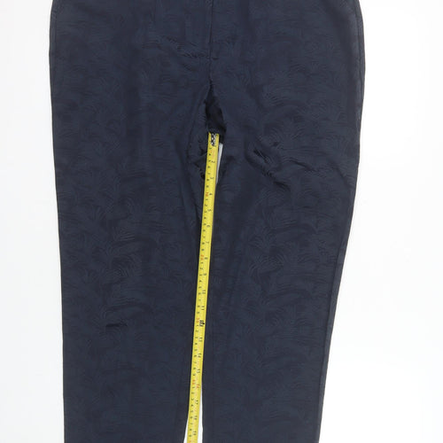 Bonmarché Women's Blue Jacquard Straight Leg Trousers Size 14