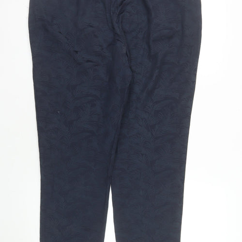 Bonmarché Women's Blue Jacquard Straight Leg Trousers Size 14