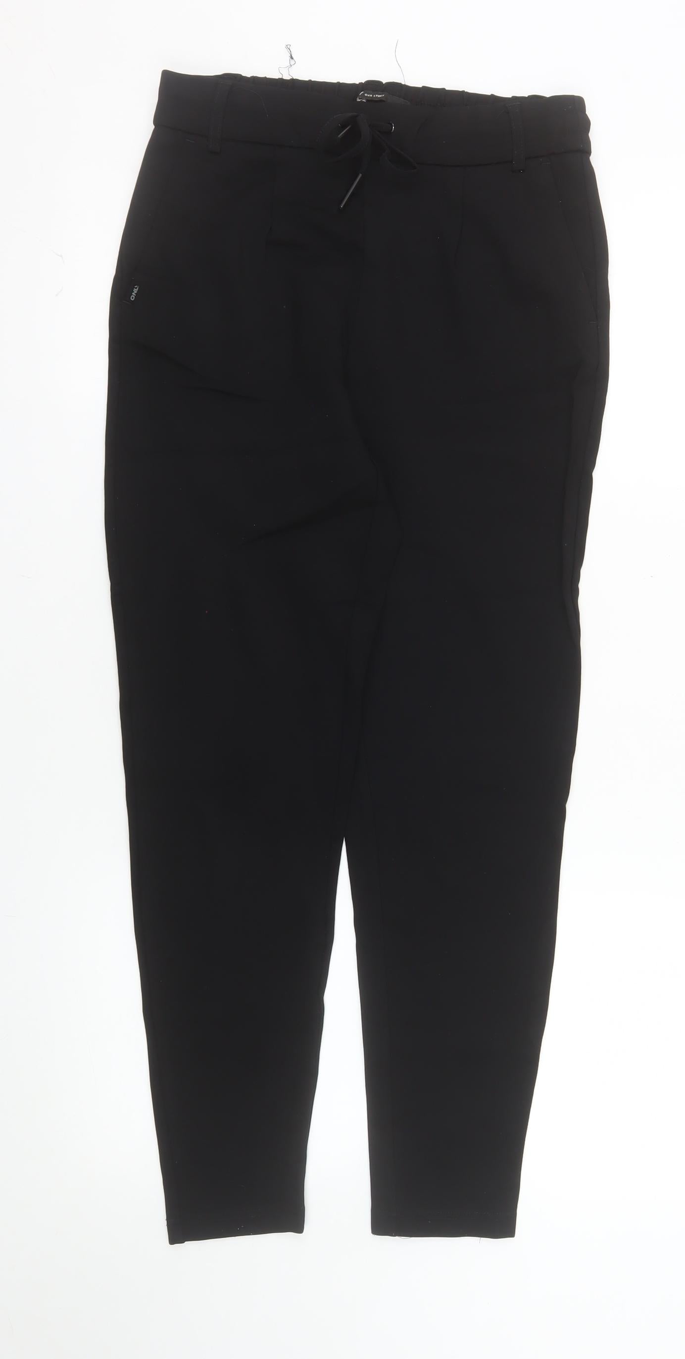 ONLY Womens Black Tapered Drawstring Trousers L 34 Waist