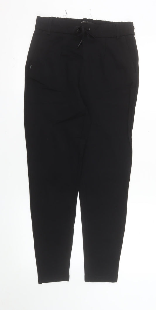 ONLY Womens Black Tapered Drawstring Trousers L 34 Waist