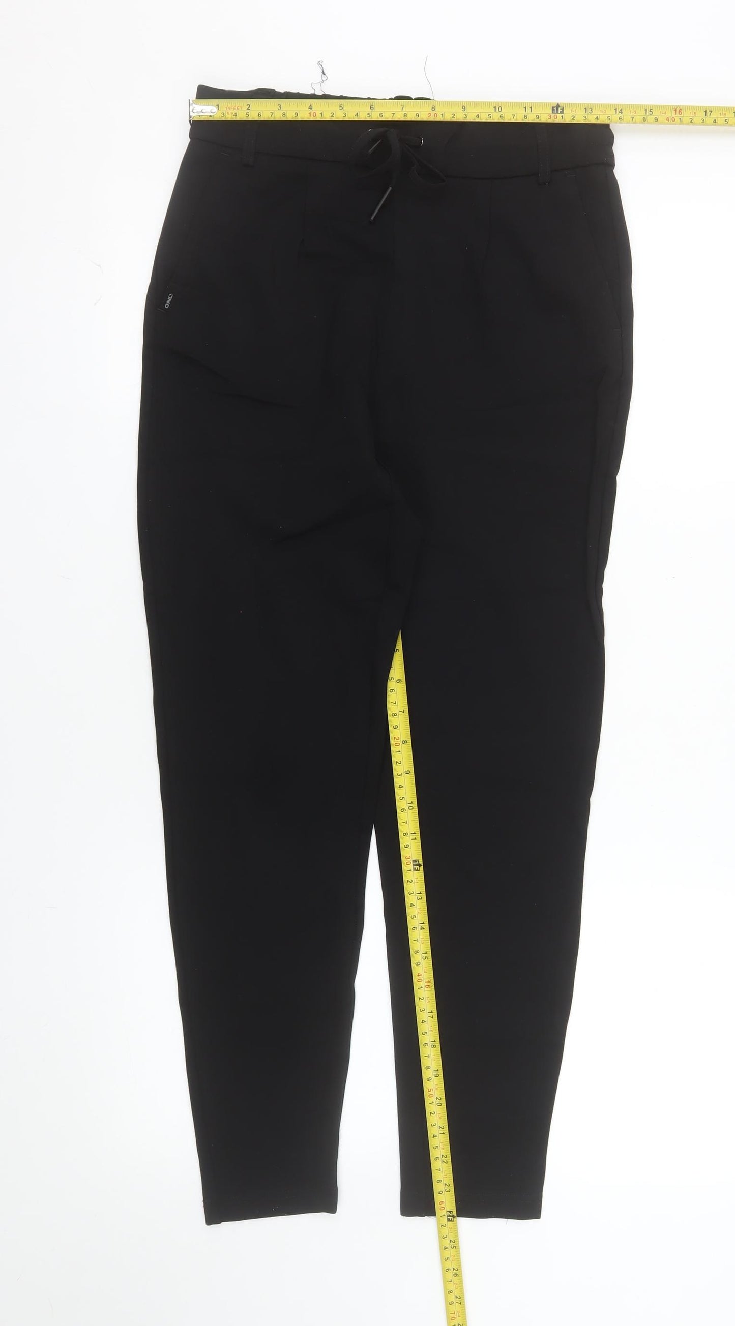ONLY Womens Black Tapered Drawstring Trousers L 34 Waist