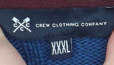 Crew Clothing Company Men's Blue 3XL Half Zip Striped Cotton Sweater