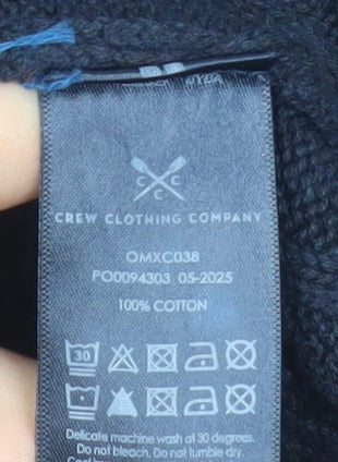 Crew Clothing Company Men's Blue 3XL Half Zip Striped Cotton Sweater
