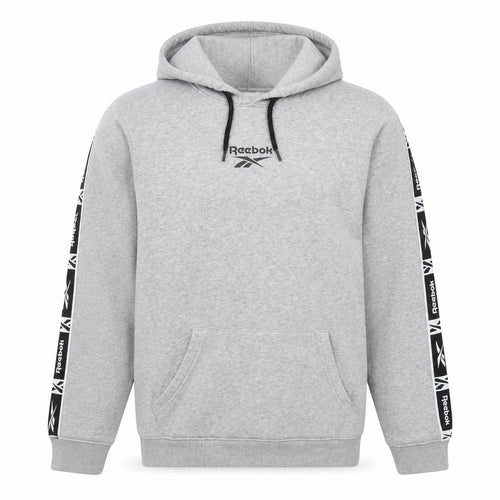 Reebok Men's Grey Pullover Hoodie Size M Sports Logo Fleece