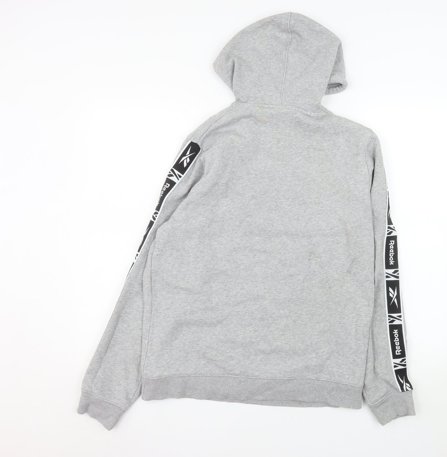 Reebok Men's Grey Pullover Hoodie Size M Sports Logo Fleece