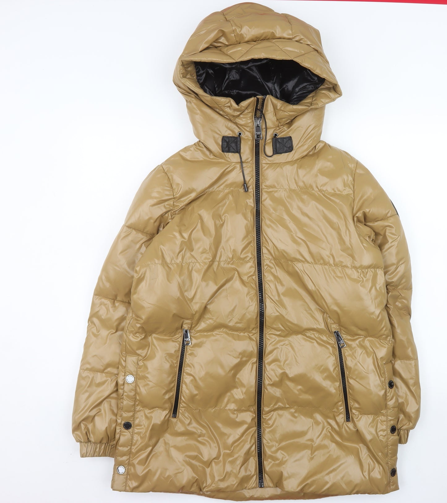 Michael Kors Men's Beige Puffer Jacket S Hooded Nylon Winter Coat