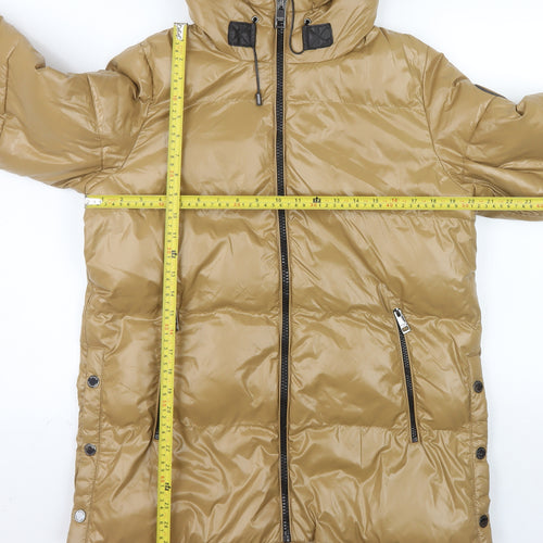 Michael Kors Men's Beige Puffer Jacket S Hooded Nylon Winter Coat