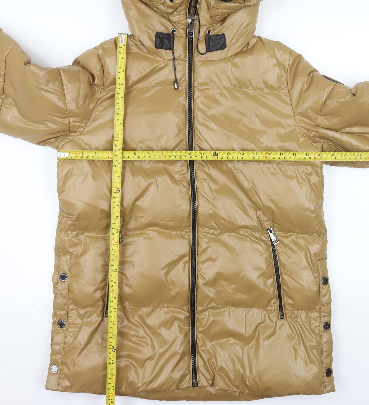 Michael Kors Men's Beige Puffer Jacket S Hooded Nylon Winter Coat