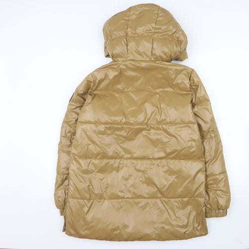 Michael Kors Men's Beige Puffer Jacket S Hooded Nylon Winter Coat