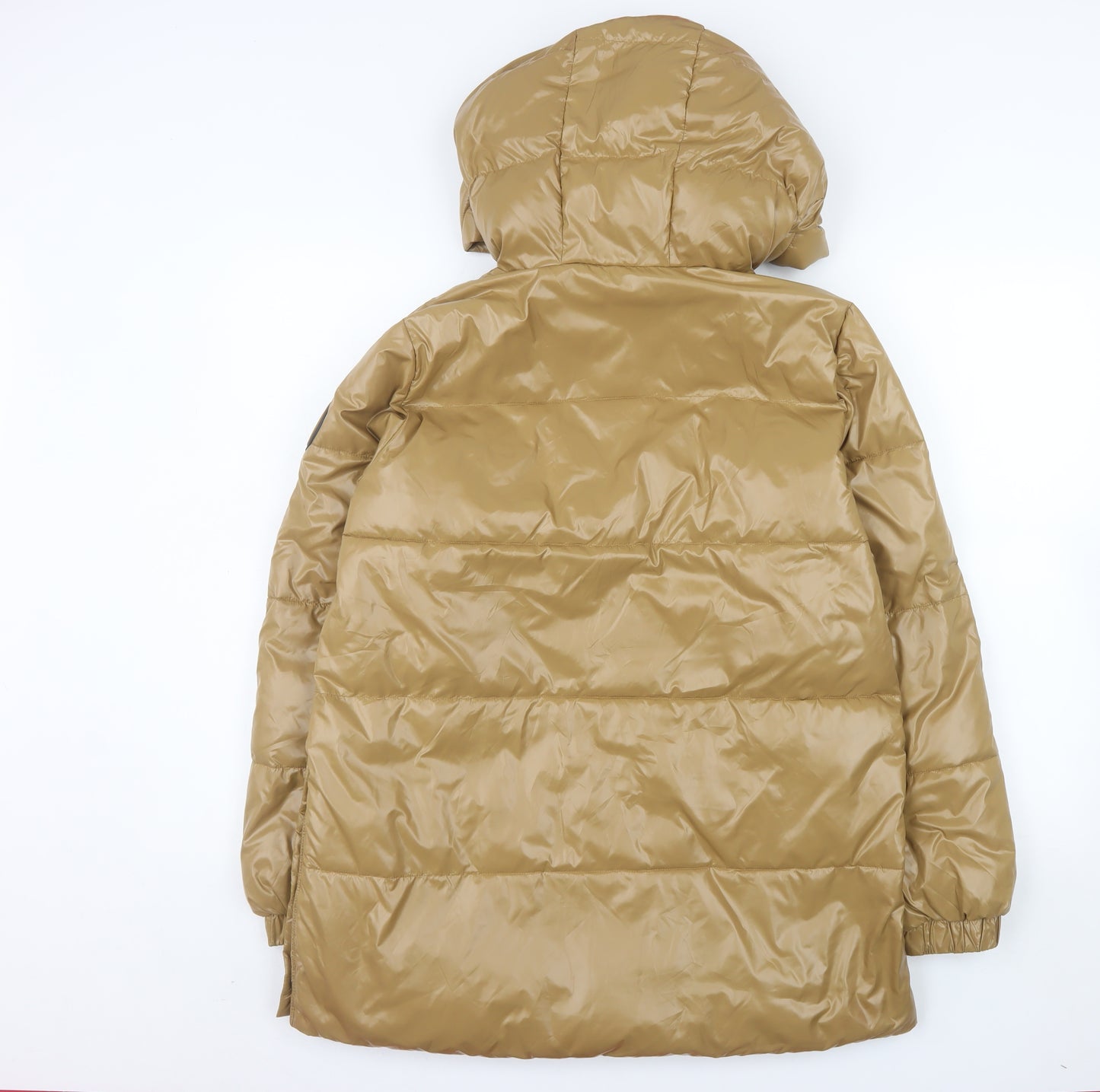 Michael Kors Men's Beige Puffer Jacket S Hooded Nylon Winter Coat