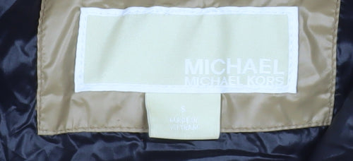 Michael Kors Men's Beige Puffer Jacket S Hooded Nylon Winter Coat