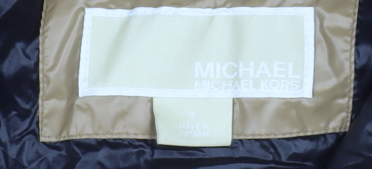 Michael Kors Men's Beige Puffer Jacket S Hooded Nylon Winter Coat