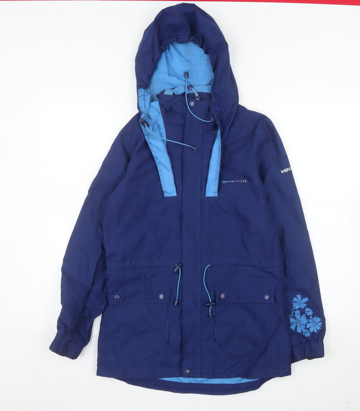 Portwest Women Blue Size 8 Hooded Parka Jacket Waterproof Lined