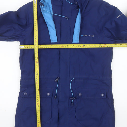 Portwest Women Blue Size 8 Hooded Parka Jacket Waterproof Lined
