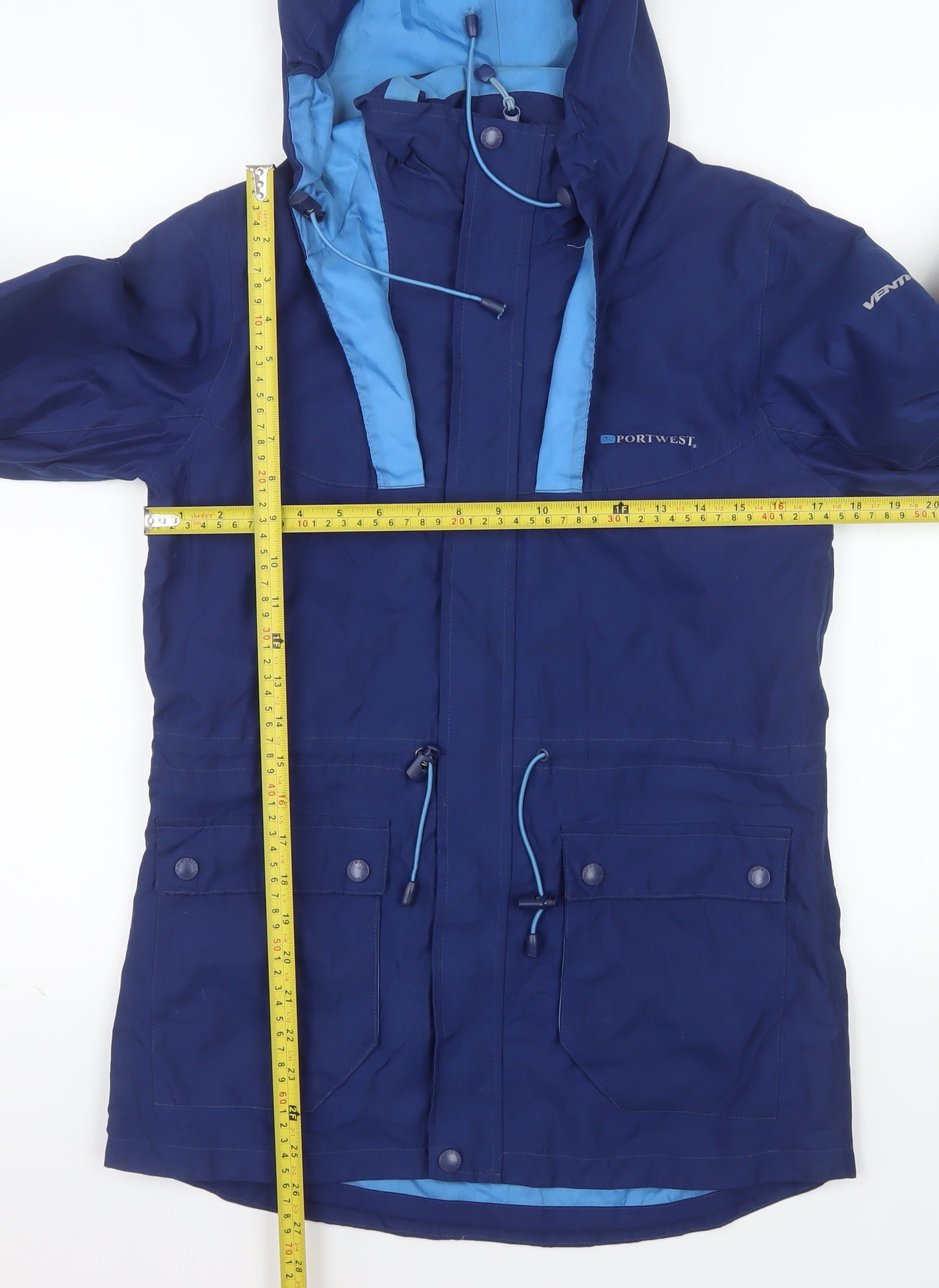 Portwest Women Blue Size 8 Hooded Parka Jacket Waterproof Lined