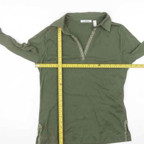 Punto Roma Women’s Green Collared Polo Top Size M Long Sleeve