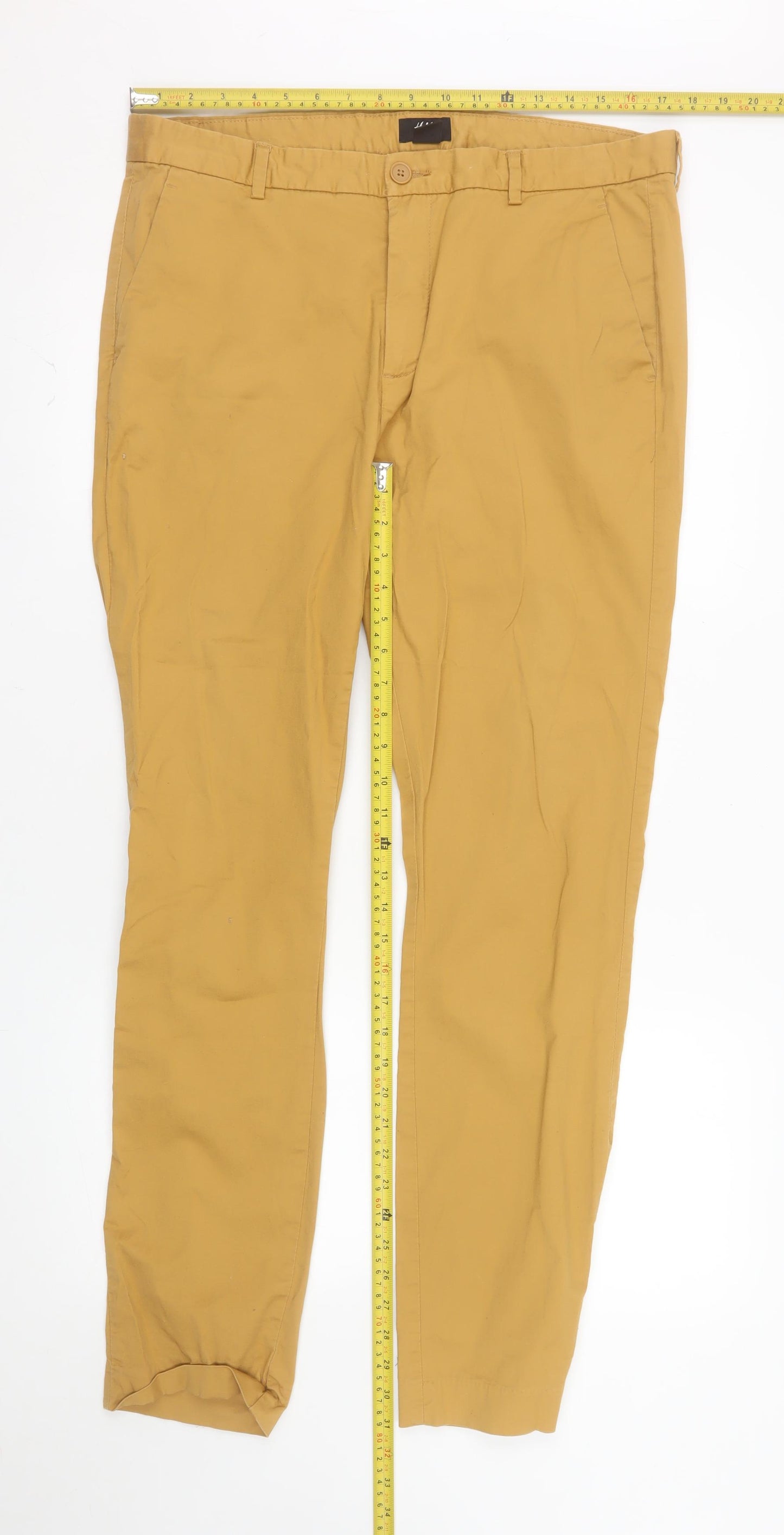 H&M Womens Beige Slim Fit Chino Trousers Size 16