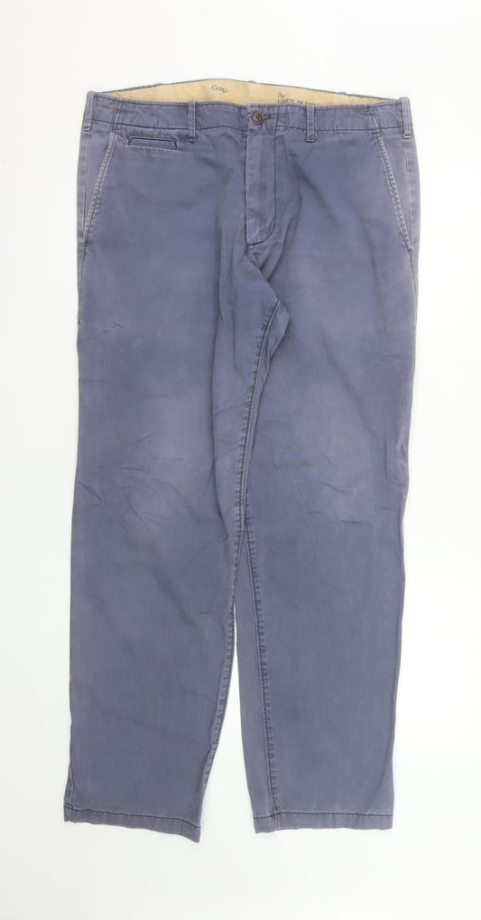 Gap Men's Blue 36x32 Chino Trousers Straight Regular Fit