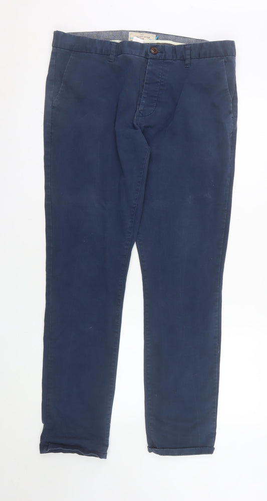 Next Men Blue Chino Trousers 36W 33L Cotton Blend Casual