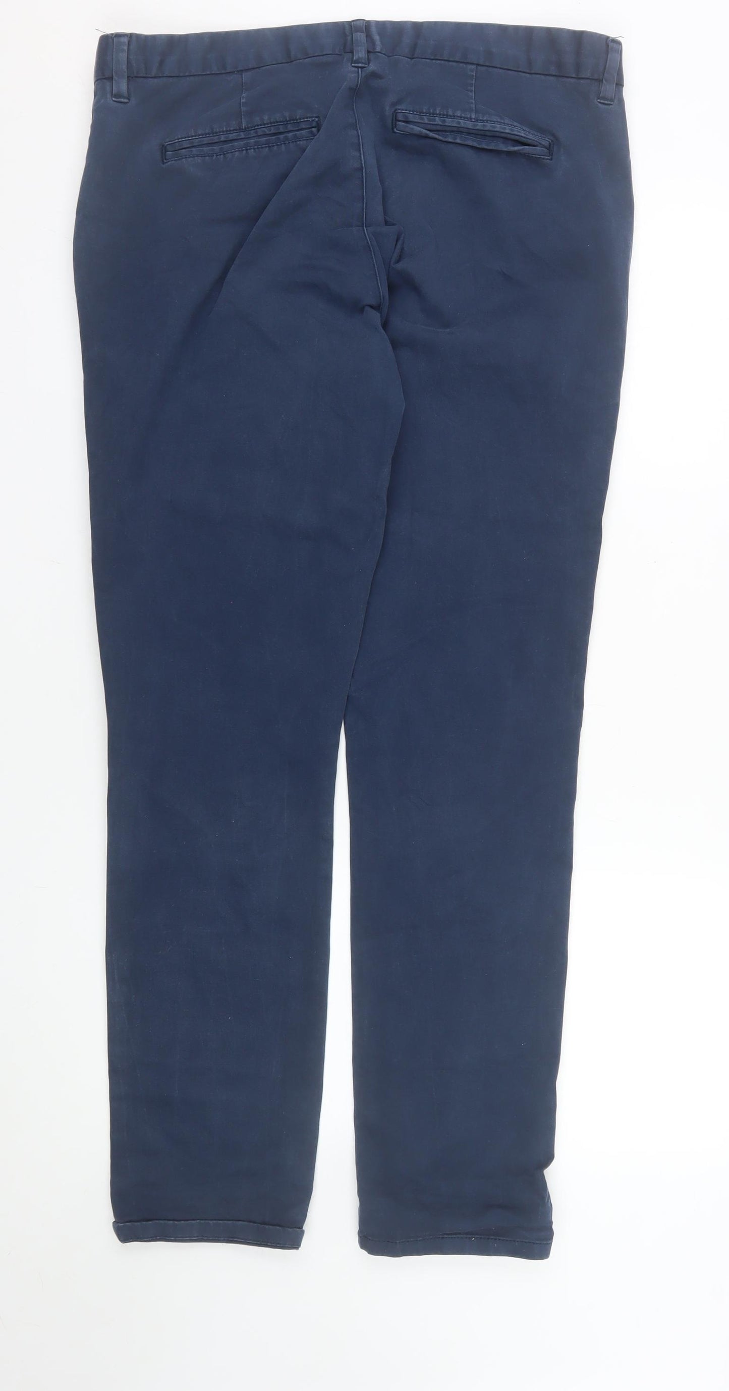 Next Men Blue Chino Trousers 36W 33L Cotton Blend Casual