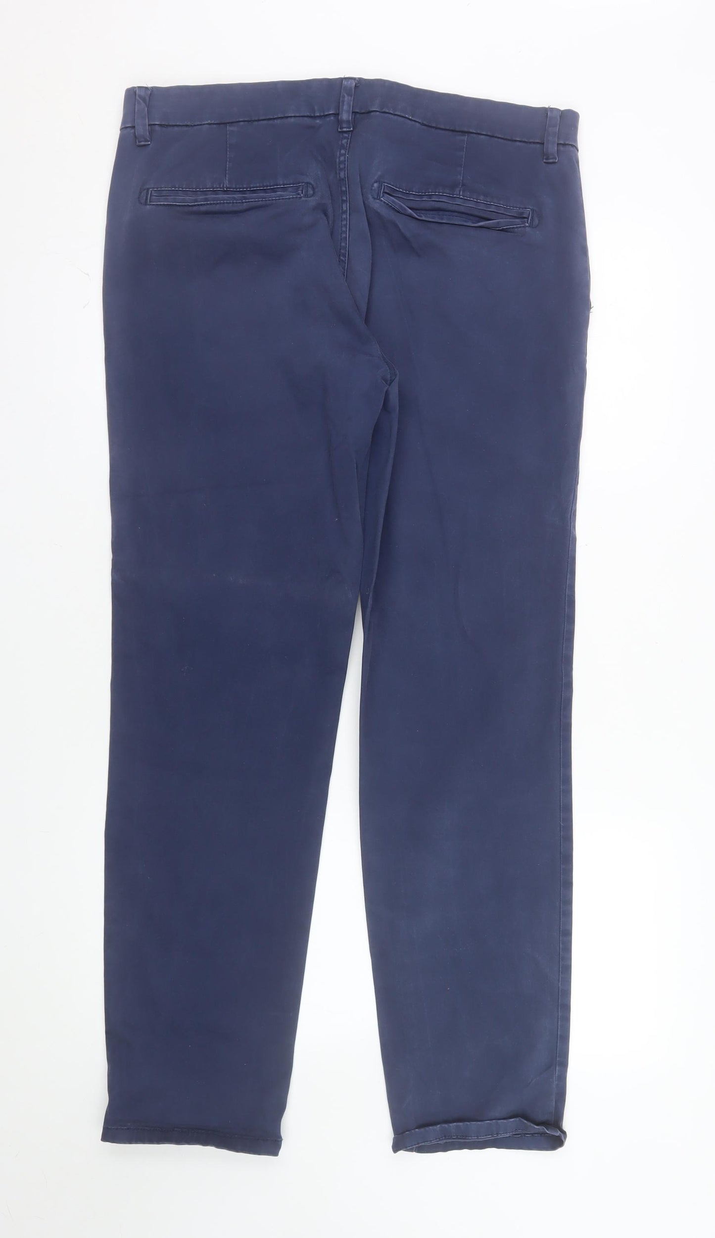 F&F Mens Blue Cotton Chino Trousers Size 36/32 Regular Fit
