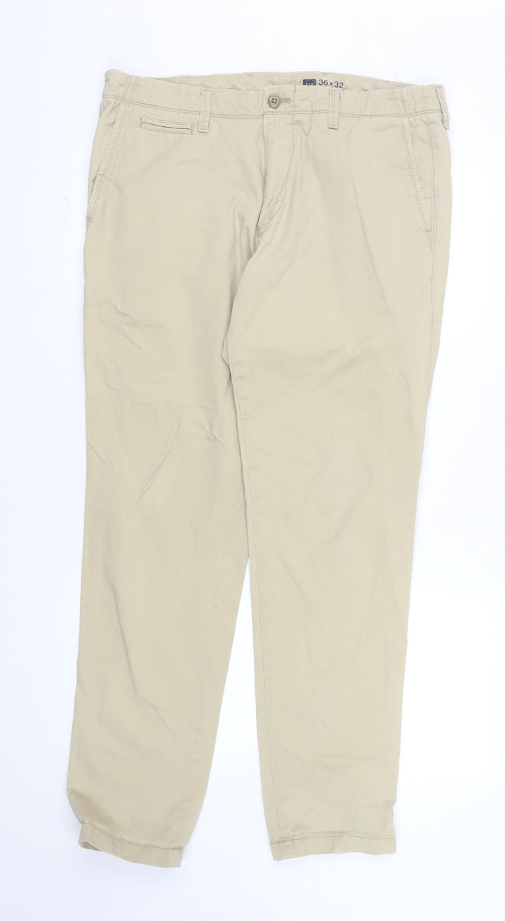 GAP Men Beige Chino Skinny Cotton Trousers Size 36x32