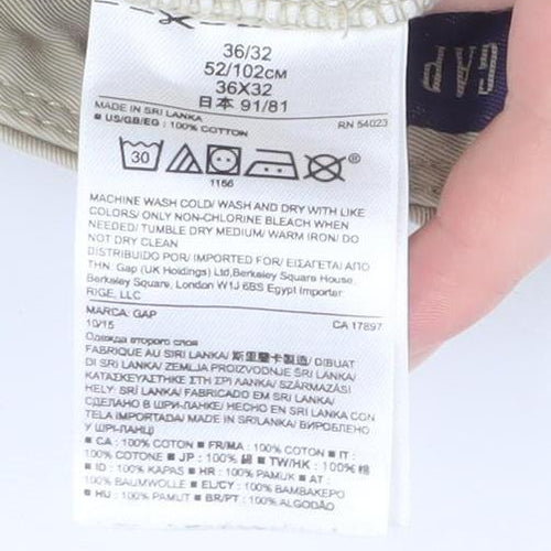 GAP Men Beige Chino Skinny Cotton Trousers Size 36x32