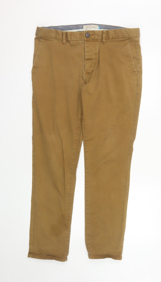 Next Men's Brown Chino Trousers 36W 31L Cotton Stretch