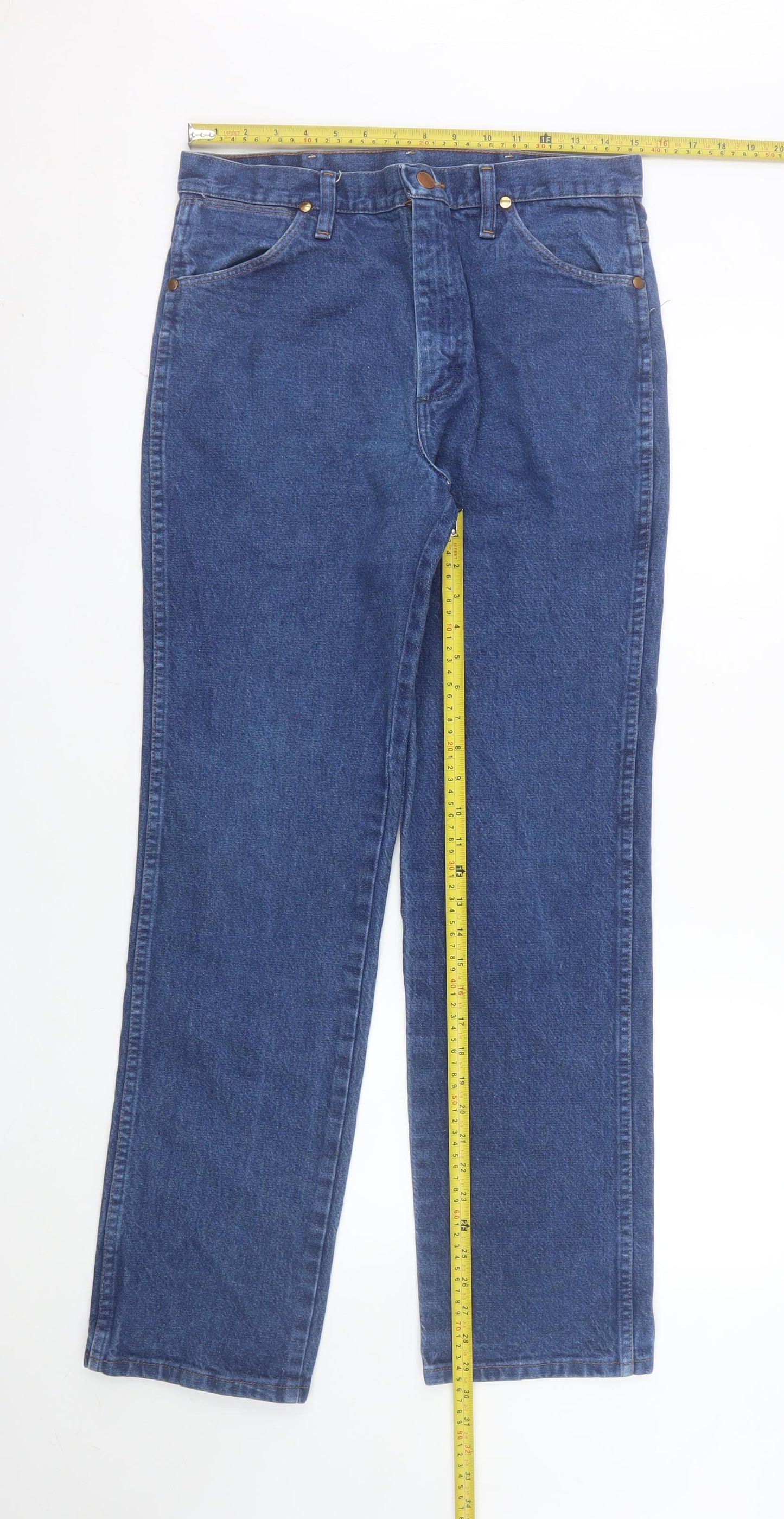 Wrangler Men's Blue 32x32 Regular Fit Straight Denim Jeans