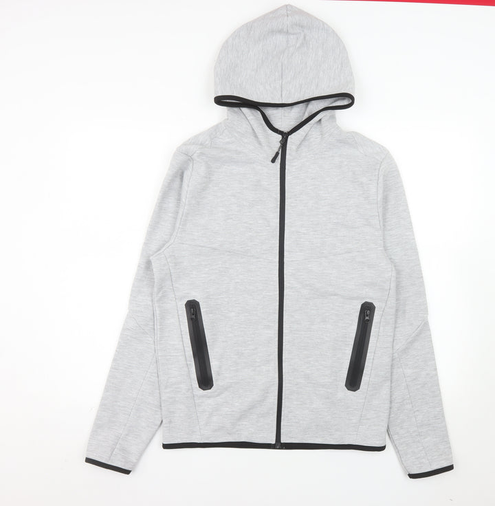 Jack & Jones Men's Grey Hooded Full Zip Jacket Size S