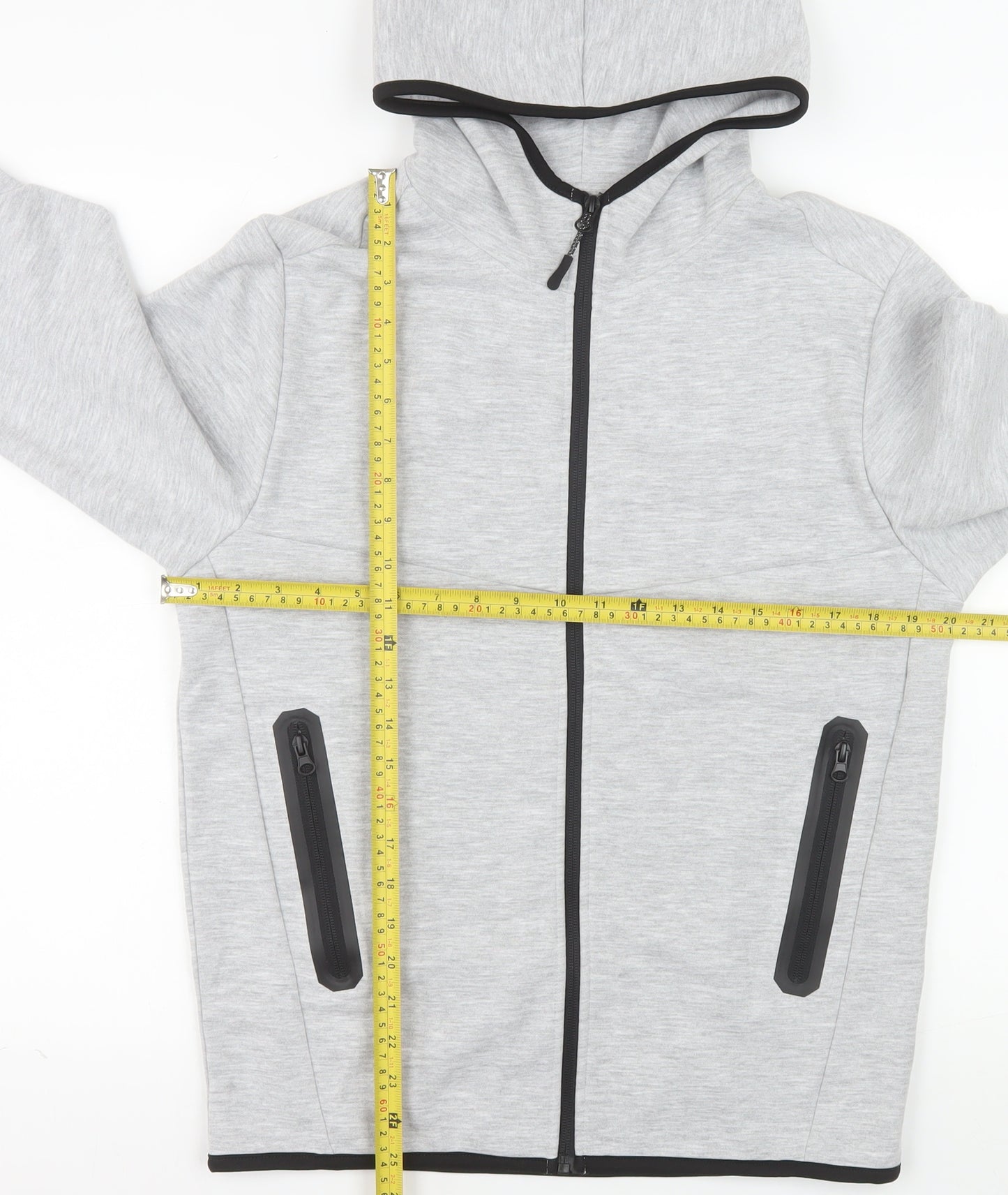 Jack & Jones Men's Grey Hooded Full Zip Jacket Size S