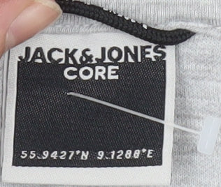 Jack & Jones Men's Grey Hooded Full Zip Jacket Size S