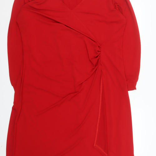 Ruby Daisy Women's Red Long Sleeve Wrap Dress One Size